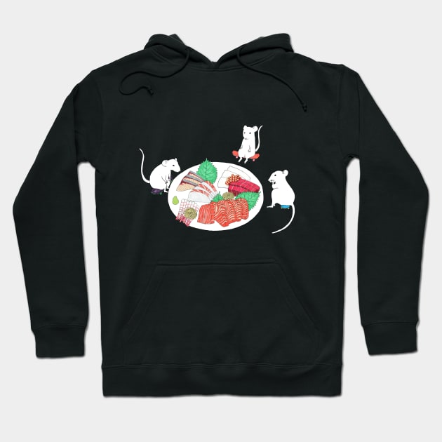 Mice with sashimi Hoodie by Nagisa